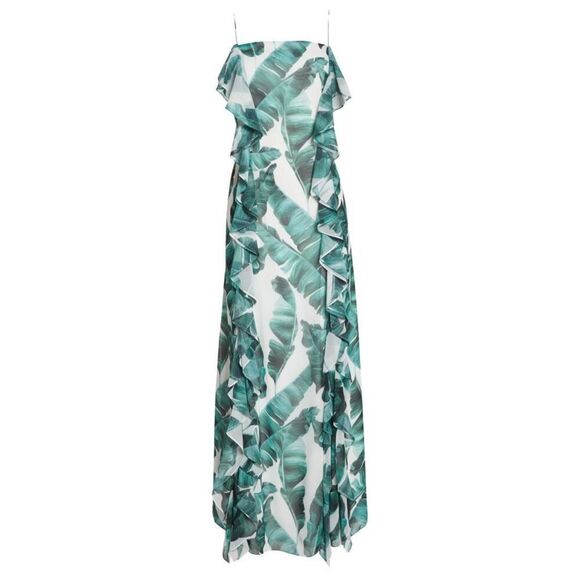 Chelsea28 Women’s Palm Leaf Green Ruffle Maxi Dress - Picture 2 of 7